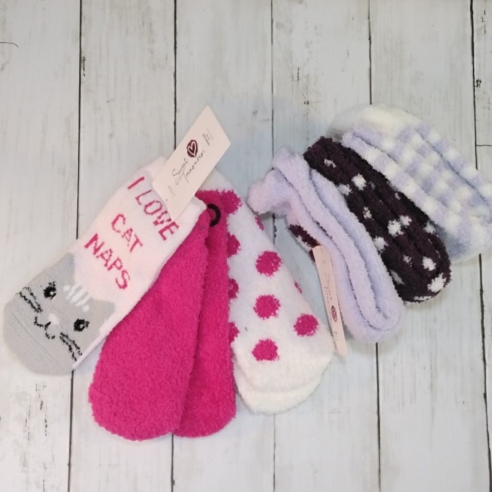 Womens Fuzzy Slipper Socks 2 Packs